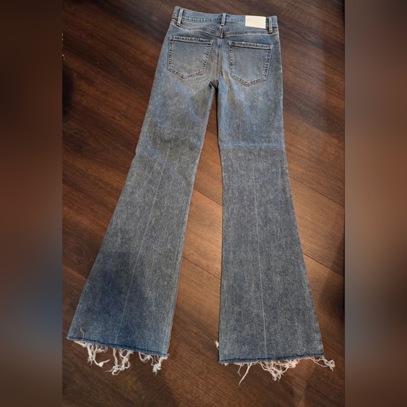Express Distressed Flare Jeans in Blue - Picture 2 of 6